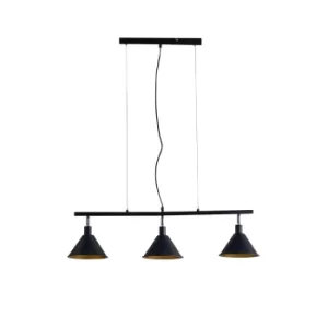 Brisner Matt Black and Gold 3 Way Pendant Ceiling Light