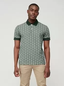 Lacoste Lacoste Jacquard Textured Polo Shirt, Green, Size 3XL, Men