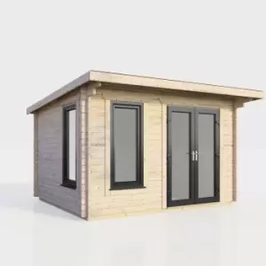 Power 12x8 Pent Log Cabin - Right Hand Door