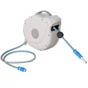 Outsunny Wall Mounted Retractable Hose Reel w/ Auto Rewind, Slow Return System and 180 Swivel (20m plus 1.5m)