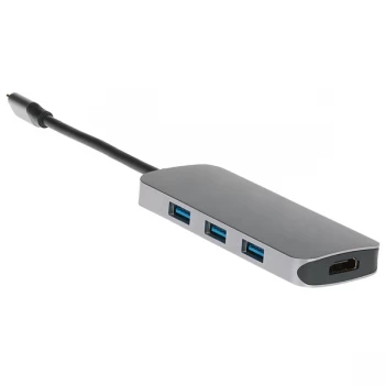 Nikkai USB Type-C to Multi-Port USB-A 3.0 x 3 / HDMI / USB-C / SD / MicroSD Docking Station - Silver