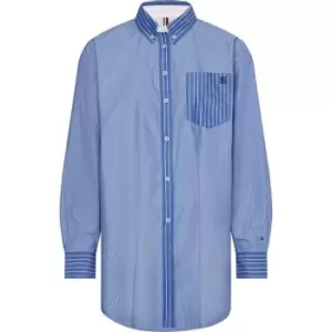 Tommy Hilfiger Org Co Stripe Oversized Shirt Ls - Blue