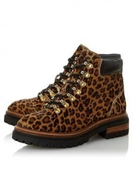 Dune London Panthers Material Interest Biker Boots - Animal Print