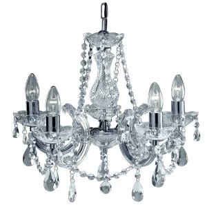 5 Light Crystal Chandelier Chrome Finish, E14