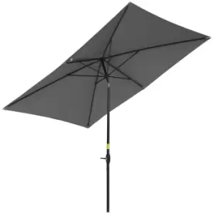 Outsunny 2 X 3M Garden Parasol Rectangular Market Umbrella - Dark Grey