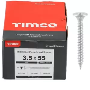 Silver Drywall Bugle Head Screws (Fine Thread) - 3.5 x 55 (500 pack) - Timco