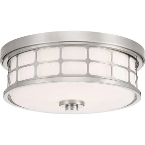 2 Light Flush Mount - Brushed Nickel Finish, E27