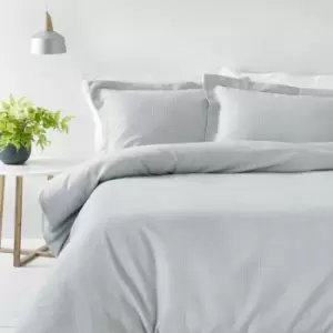 The Linen Yard Waffle Double Duvet Cover Set Cotton Silver