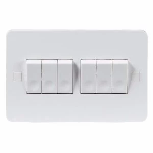 KnightsBridge Pure 4mm 10A White 6G 2 Way 230V Electric Wall Plate Switch