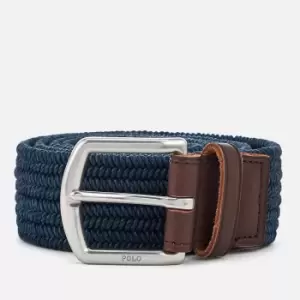 Polo Ralph Lauren Mens Braided Fabric Stretch Belt - Navy - XL - Blue