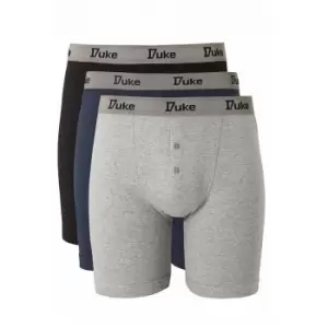 Duke London Mens Driver Kingsize Cotton Boxer Shorts (Pack Of 3) (3XL) (Black/Grey/Navy)