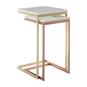 Nirav White Marble Tops Nesting Tables