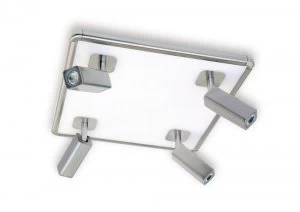 Ceiling Spotlight 4 Head with Backlit Light 40W LED Square Satin Nickel 4000K, 3000lm,