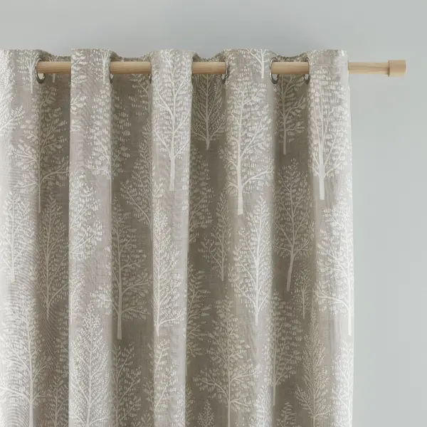 Catherine Lansfield Alder Trees Natural Eyelet Curtains Natural