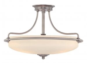 4 Light Semi Flush Ceiling Light Antique Nickel, E27