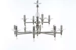 San Marino 12 Light Nickel 12 Arm Chandelier