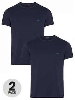 Emporio Armani 2 Pack Pure Cotton Regular Fit T-Shirt Navy Size M Men