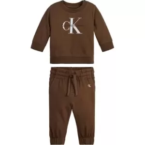 Calvin Klein Jeans Monogram Cn Sweatshirt Set - Brown