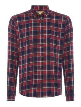 Mens Barbour Steve McQueen dark base windowpane king shirt Red