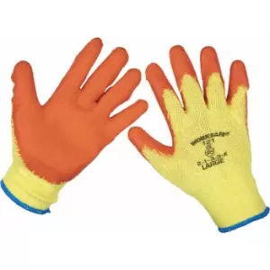 Loops - 6 pairs Super Grip Knitted Gloves - Latex Palm - Large - Tear Resistant