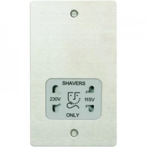 Wickes Twin Ultra Flat Plate Dual Voltage Shaver Socket - Brushed Steel