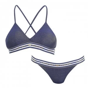 Emporio Armani Logo Triangle Bikini Set Indigo Size L Women