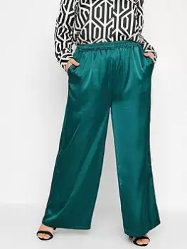 Yours Leopard Print Satin Wide Leg Green, Size 16, Women