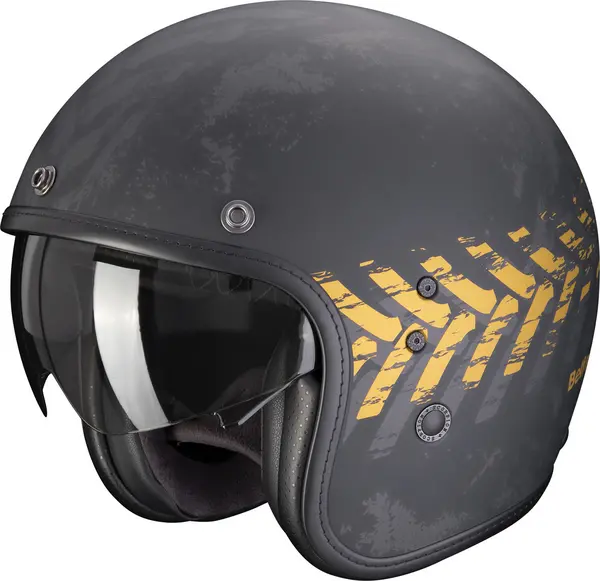 Scorpion Belfast Evo Nevada Matt Black-Gold Jet Helmet XL