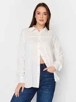 Long Tall Sally Ivory Long Sleeve Shirt, Cream, Size 10, Women