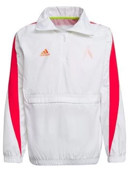 Boys, adidas Junior X Half Zip Top - White, Size 11-12 Years