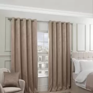 Emma Barclay Regency Parisian Damask Woven Thermal Blackout Eyelet Curtains, Taupe, 46 x 72 Inch