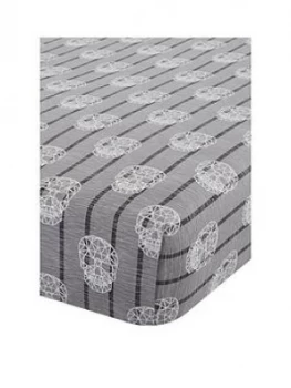 Catherine Lansfield Skulls Fitted Sheet - Single, Grey