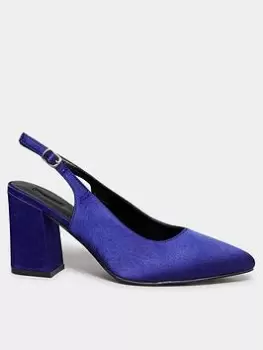 Yours Extra Wide Fit Pointed Block Heel Court Cobalt, Blue, Size Eee, Women