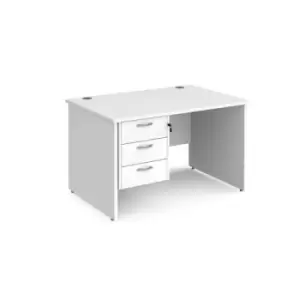 Office Desk Rectangular Desk 1200mm With Pedestal White Top And Panel End Leg 800mm Depth Maestro 25 MP12P3WH