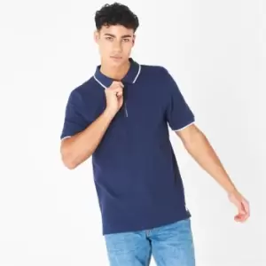 Firetrap Waffle Zip Polo Shirt Mens - Blue