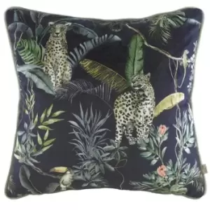 Evans Lichfield Jungle Leopard Cushion Cover (One Size) (Petrol)