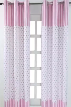 Pink Love Hearts Ready Made Eyelet Curtain Pair