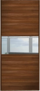 Wickes Sliding Wardrobe Door Fineline Walnut Panel and Mirror - 2220 x 610mm