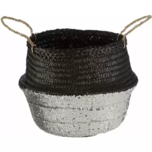 Premier Housewares Black / Silver Small Seagrass Basket