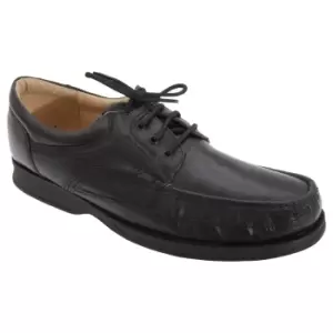 Roamers Mens Canoe Front Apron Tie Softie Leather Shoes (12 UK) (Black)