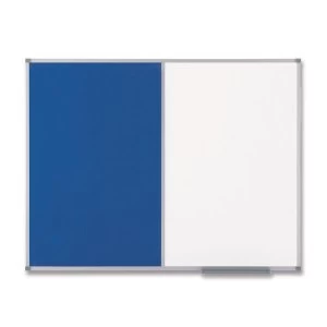 Nobo Classic 1200 x 900mm Combination Wall Mounted Noticeboard with Part Blue FeltPart Drywipe Surface with Painted Steel Frame