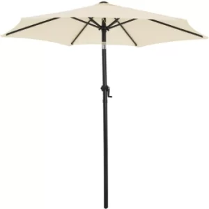 Garden Patio Sun Parasol Aluminium Crank Sun Umbrella Blue Beige 2m Sun Shade Beige