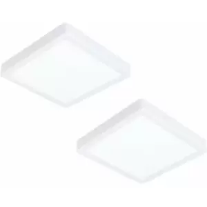 Loops - 2 pack Wall / Ceiling Light White 210mm Square Surface Mounted 16.5W LED 4000K