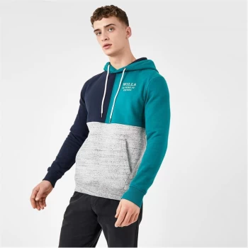 Jack Wills Crewe Cut And Sew Panel Hoodie - Dark Teal