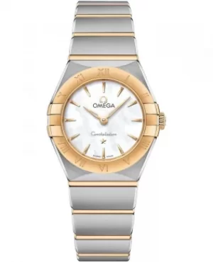 Omega Constellation Manhattan Quartz 25mm Mother of Pearl Dial Yellow Gold and Stainless Steel Womens Watch 131.20.25.60.05.002 131.20.25.60.05.002