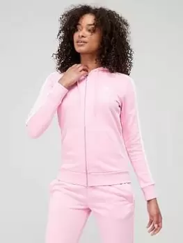 adidas Essentials 3 Stripes Full Zip Hoodie - Pink, Size S, Women