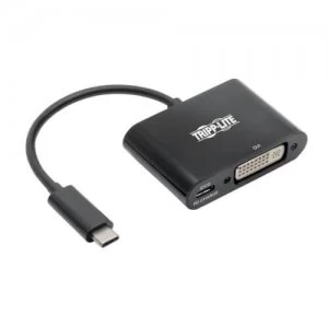 Tripp Lite USB C to DVI Adapter with PD Charging Black