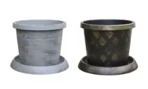 Flower Pots with Saucer: Modern Grey/One