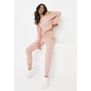 Missguided Talloff Shoulder Sweat and Jogger Set - Pink