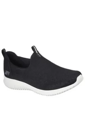 Skechers Ultra Flex Wild Charm Slip-on Plimsoll, Black, Size 4, Women